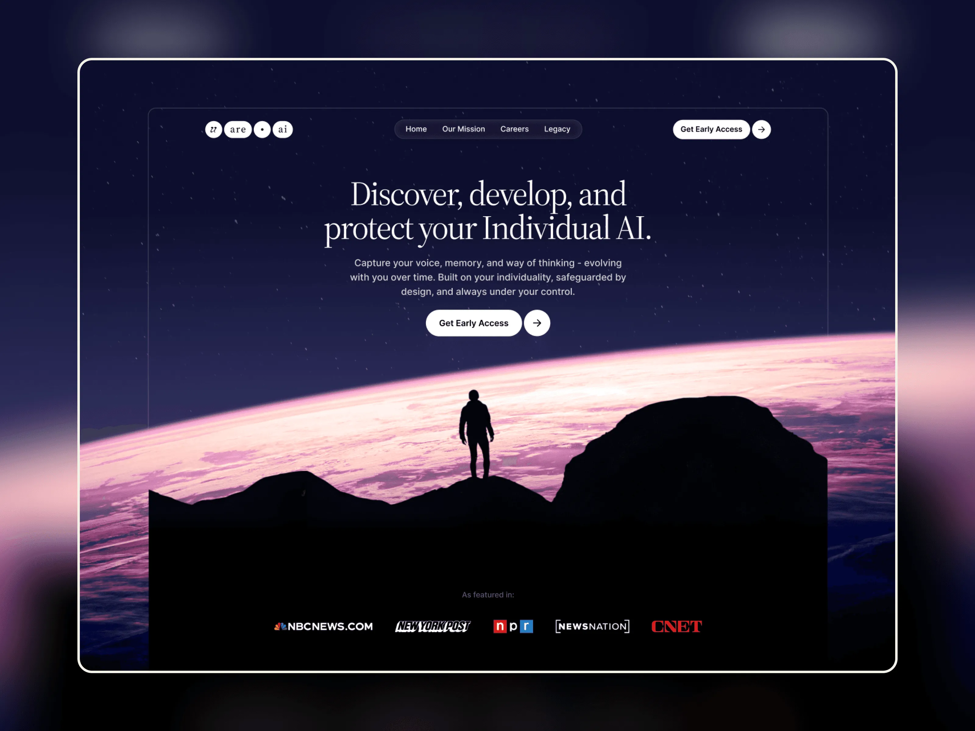 Uare.ai homepage: Discover, develop, and protect your Individual AI